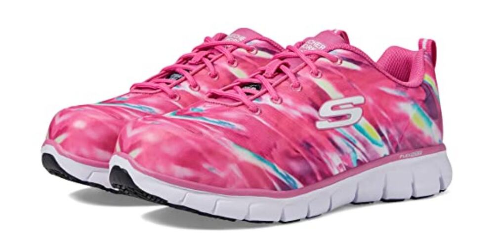 Skechers Women's Sure Track Work Shoes Size 7.5 Hot Pink Comp Toe SR NIB